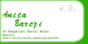 anita barczi business card